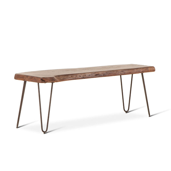 Vail 54-Inch Acacia Wood Live Edge Dining Bench in Walnut Finish