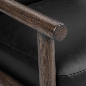 Azoria Leather Accent Chair with Wood Frame - Black