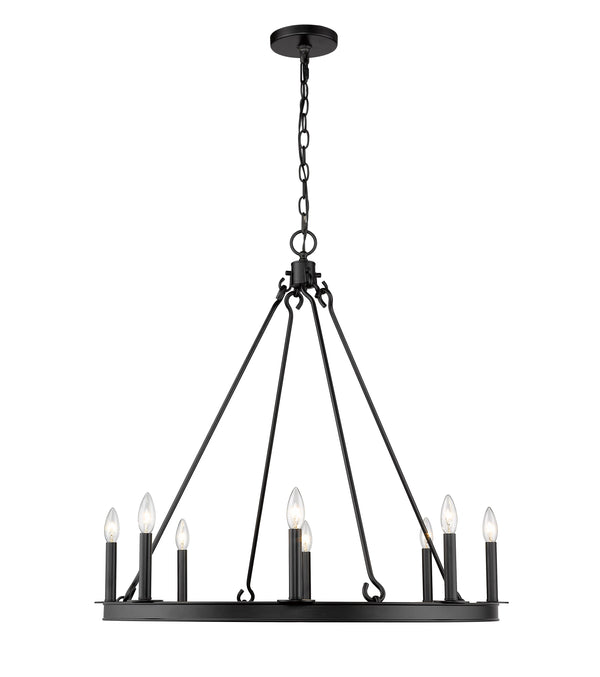 Barclay 8 Light Chandelier in Matte Black Finish
