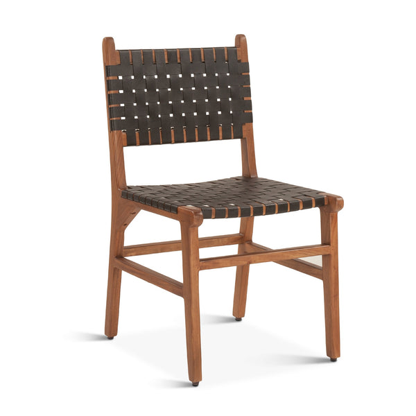 Chesapeake 19" Dining Chair, Nutmeg, Black Leather