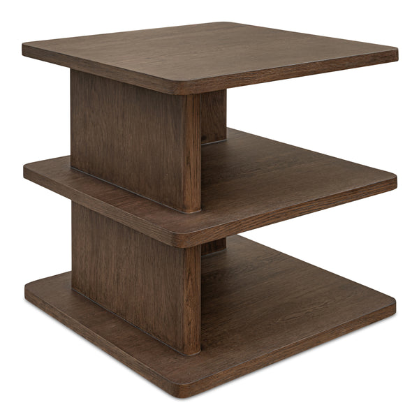 Casey Side Table Dark Brown with Shelves