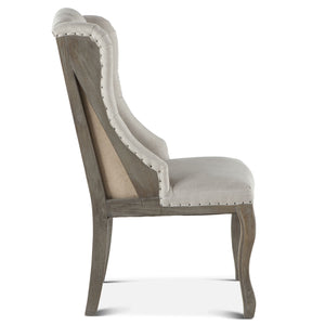 Satine Off-White Tufted Linen Dining Chair