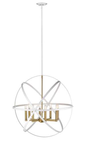 Cavallo 8 Light Pendant  in Hammered White + Olde Brass Finish