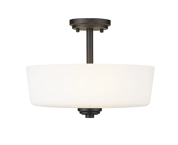 Arlington 3 Light Semi Flush Mount in Bronze Finish