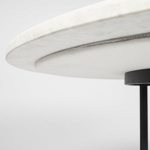 Tanner II 48" Round White Marble Top Black Metal Base Dining Table