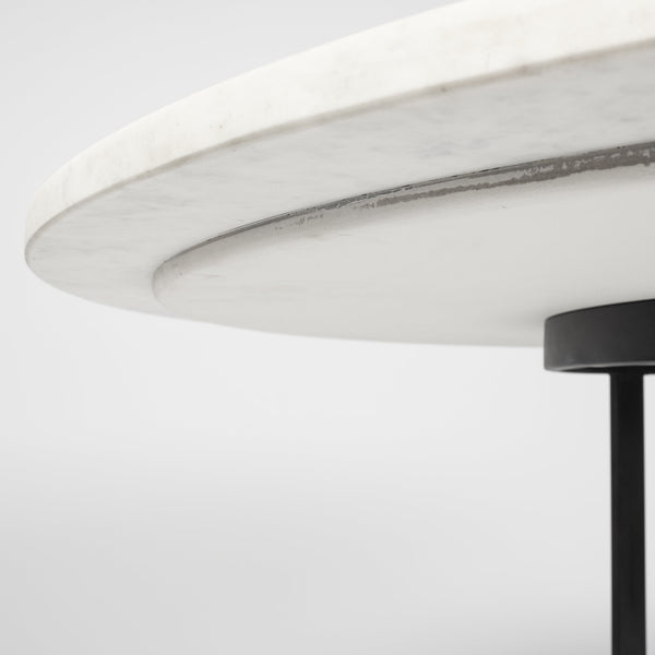 Tanner II 48" Round White Marble Top Black Metal Base Dining Table