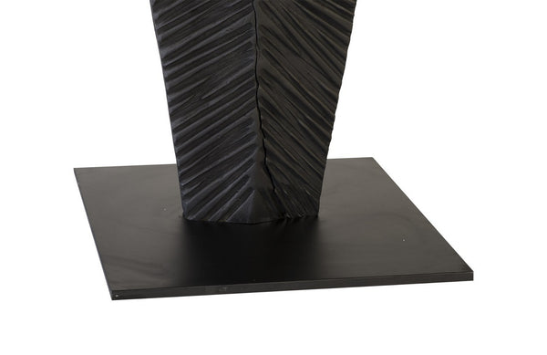  Carved Leaf on Stand, Burnt, Large