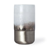 Baltic II Large White Brushed Silver Metal Bottom Glass Vase
