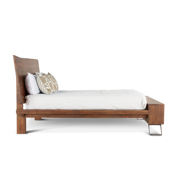 London Loft Acacia Wood Live Edge King Bed in Walnut Finish