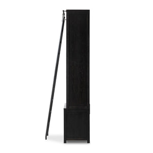 Admont Double Bookcase W Ladder In Worn Blk