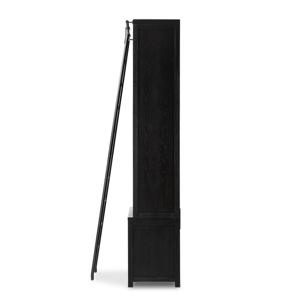 Admont Double Bookcase W Ladder In Worn Blk