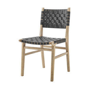 Marco Faux Leather Dining Side Chair Drift Wood Frame, Black 