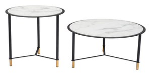 Set of 2 Davis Coffee Tables White & Black