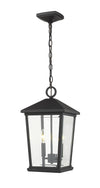 Beacon 2 Light Outdoor Chain Mount Ceiling Fixture in Black Finish