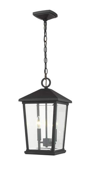 Beacon 2 Light Outdoor Chain Mount Ceiling Fixture in Black Finish