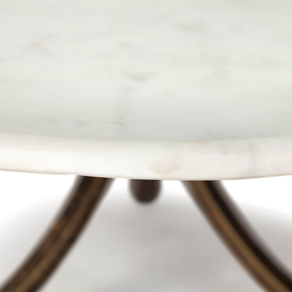 Reinhardt 36" Round Glass Top Marble Shelf Gold Metal Base Coffee Table