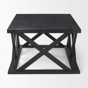 Forsey 48.0L x 28.0W x 17.5H Black Wood Rectangular Coffee Table