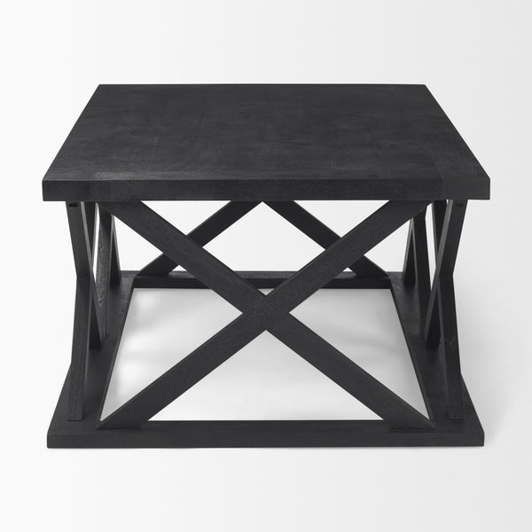 Forsey 48.0L x 28.0W x 17.5H Black Wood Rectangular Coffee Table