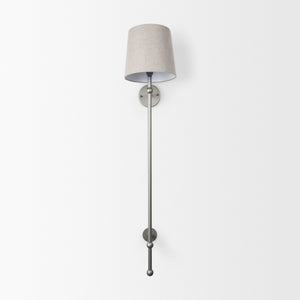 Chester 10 x 47 Gray Metal and Beige Fabric Shade Wall Sconce