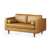 Svend 65.0L x 38.0W x 34.0H Tan Leather Love Seat Sofa