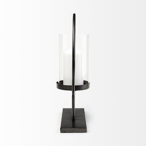 Saturn I Small Black Metal Table Candle Holder