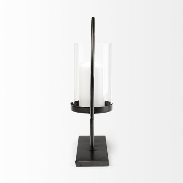 Saturn I Small Black Metal Table Candle Holder