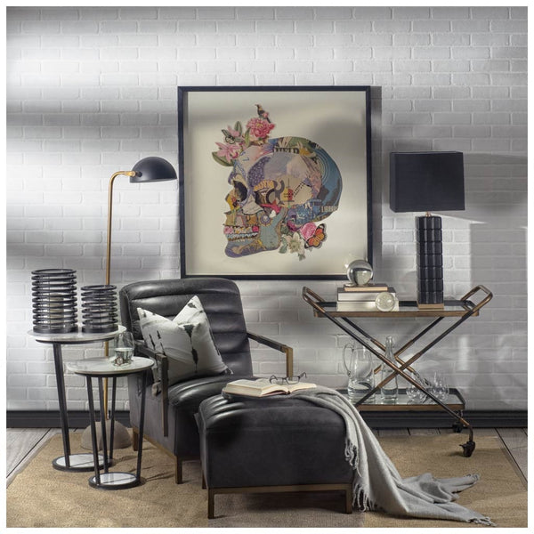 Denmark (55.1"H) Black/Gold Concrete Base Metal Shade Floor Lamp