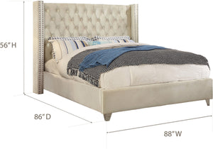 Isabel King Bed In Cream Velvet