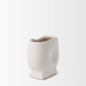 Darian Small Textured Matte White Ceramic Vase