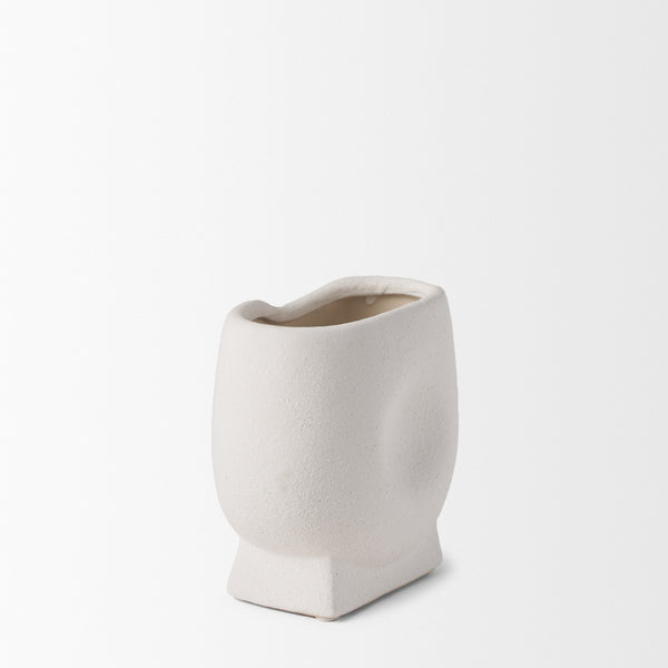 Darian Small Textured Matte White Ceramic Vase