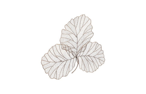 Tri Leaf Wall Art, Smallall, Metal, Copper/Black