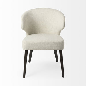 Niles 22.5L x 24.0W x 32.0H Cream Fabric Seat W/ Dark Brown Wooden Legs Wingback Dining Chair