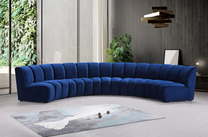 Lynda 5pc. Modular Sectional In Navy Velvet