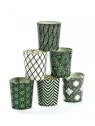 Six Tealight Holders - Green