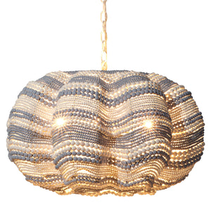 Clamshell Wood Beaded 4-Light Chandelier