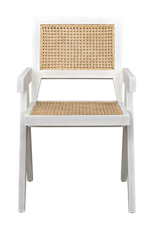Jude Teak Chair with White Wash Finish and Caning