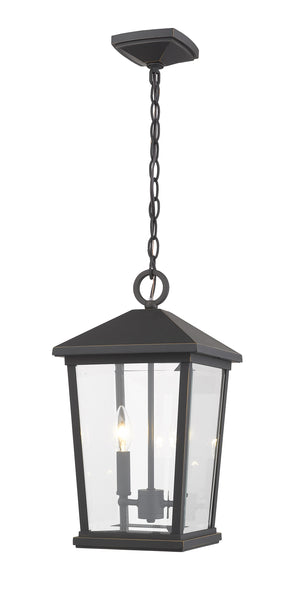 Beacon 2 Light Outdoor Chain Mount Ceiling Fixture in Oil Rubbed Bronze Finish