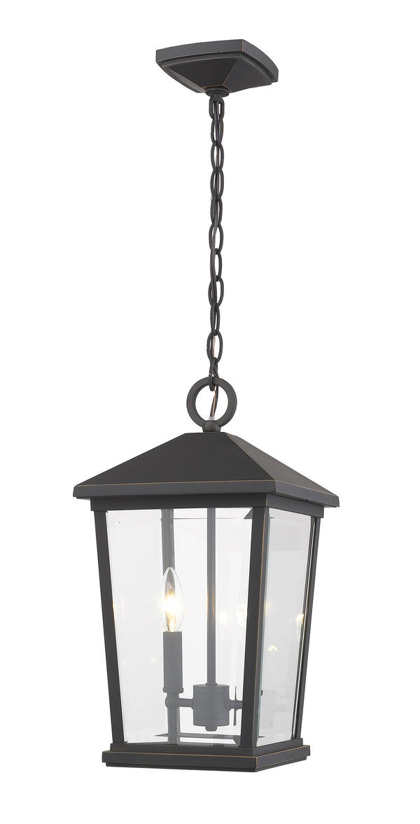 Beacon 2 Light Outdoor Chain Mount Ceiling Fixture in Oil Rubbed Bronze Finish