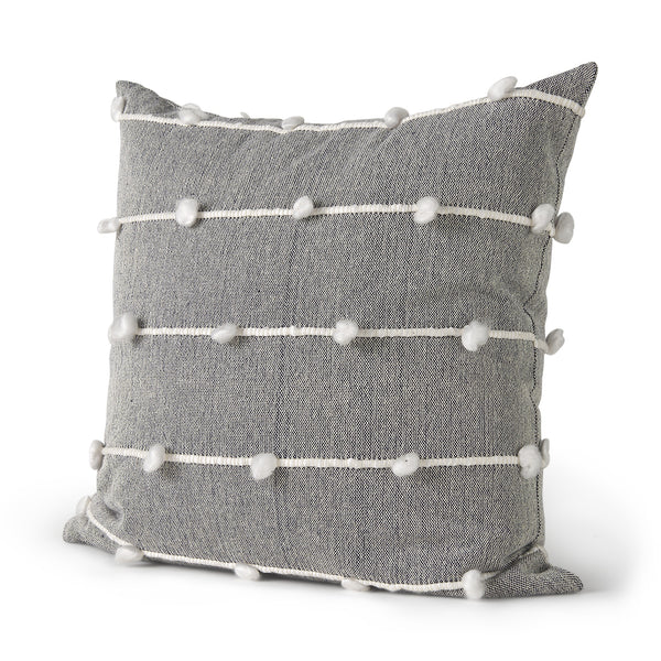Linda 20 x 20 Navy And Cream With White Detail Decorative Pillow Cover