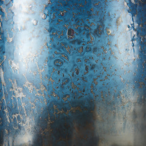 Caspian I Tall Blue Glass Antiqued Brass Bottom Vase