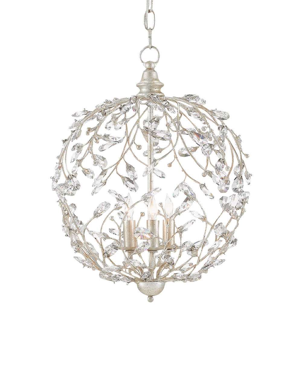 Crystal Bud Silver Orb Chandelier In Silver Granello