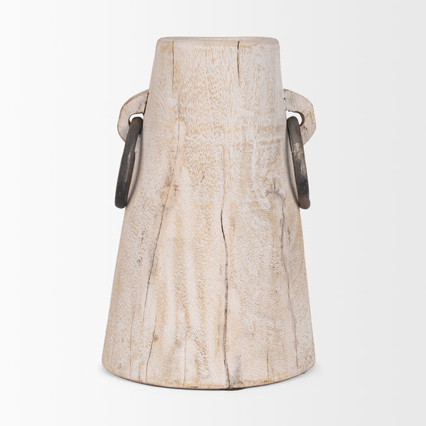 Monique Large Light Brown w/ Handles Wood Pot