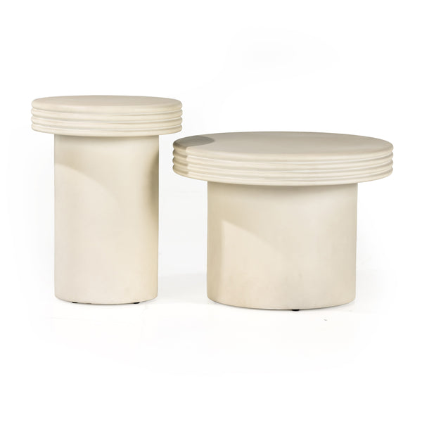 Grecia Outdoor End Table Set In White