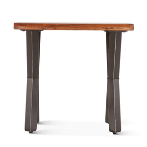 Brisbane 26" Sheesham Wood and Iron Side Table, Natural