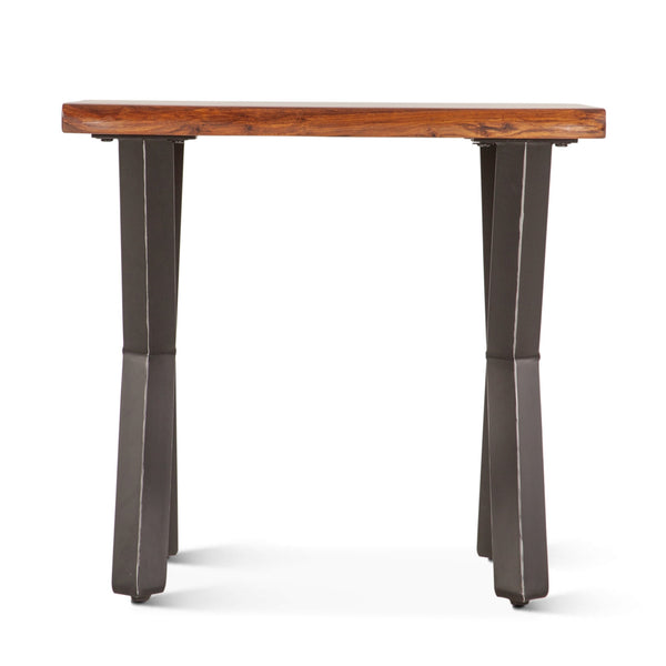 Brisbane 26" Sheesham Wood and Iron Side Table, Natural