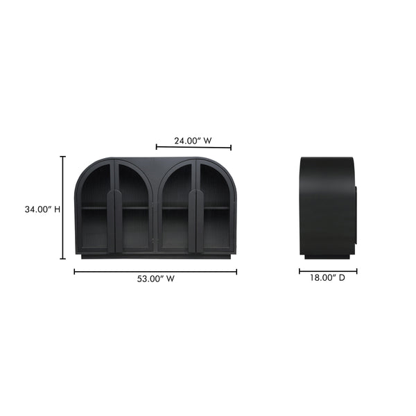 Salone Cabinet in Black with Reeded Glass