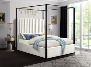 Daniel King Bed In Cream Velvet