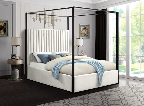 Daniel King Bed In Cream Velvet