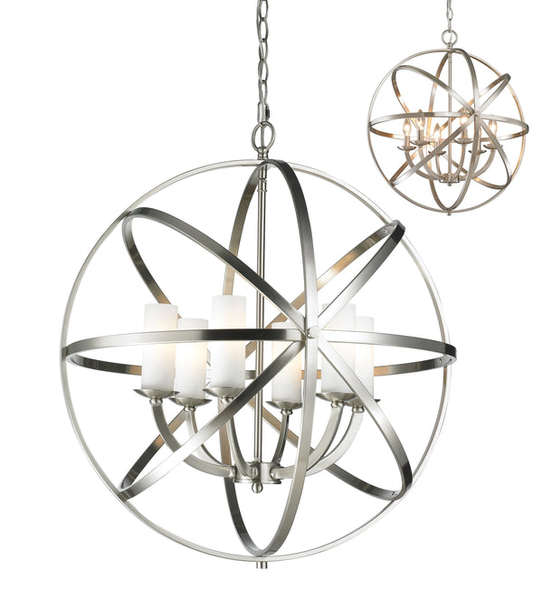Aranya 6 Light Pendant in Brushed Nickel Finish