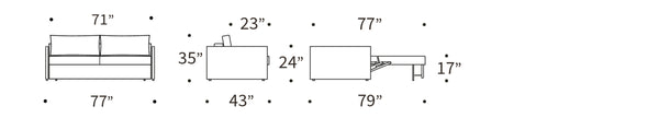 NEAH SLIM SOFA BED W/SLIM ARM RESTS, 71"X77"